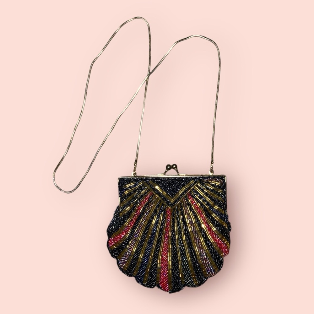 Beaded Seashell Clutch Purse